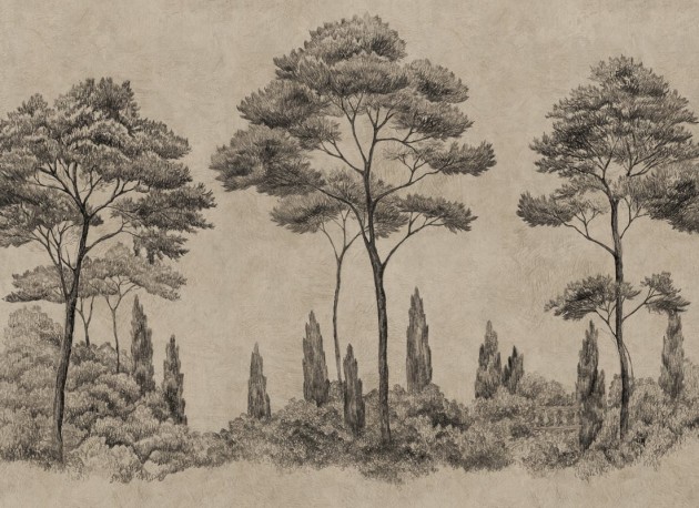 Sandberg S10694 Villa Como Andrea Graphite - mural w drzewa