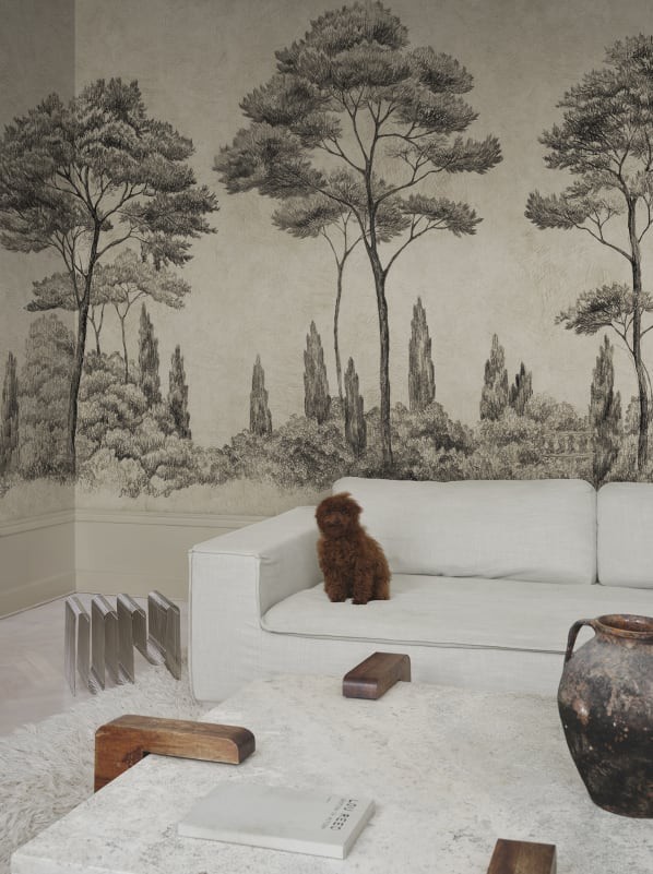 Sandberg S10694 Villa Como Andrea Graphite - mural w drzewa