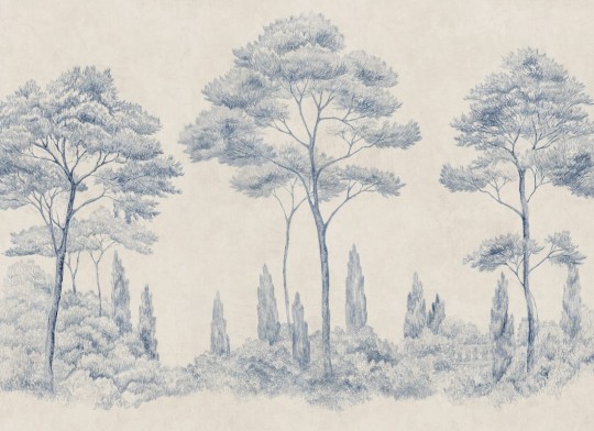 Sandberg S10695 Villa Como Andrea Blue - mural w drzewa