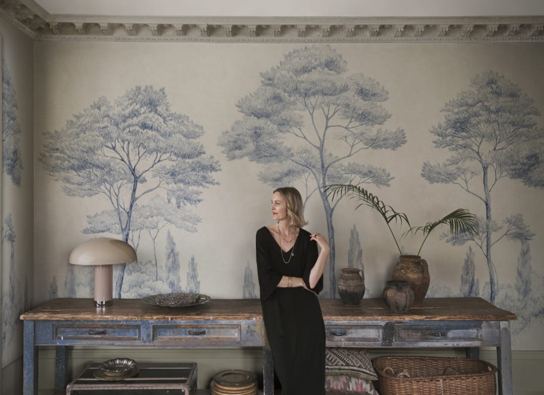 Sandberg S10695 Villa Como Andrea Blue - mural w drzewa