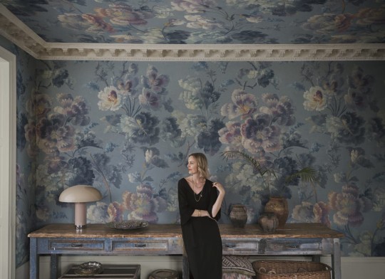 Sandberg S10684 Villa Como Ines Blue - mural roślinny w stylu vintage