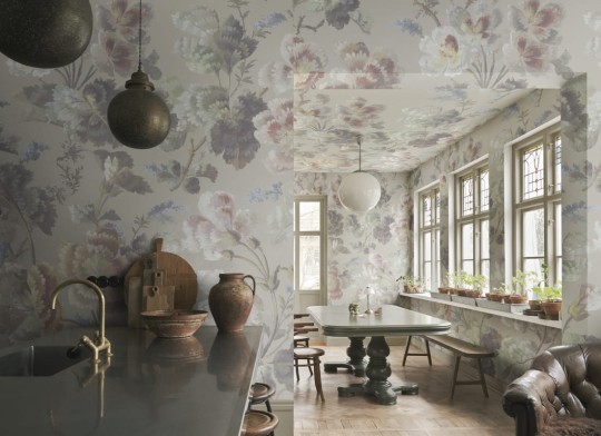 Sandberg S10683 Villa Como Ines Beige - mural roślinny w stylu vintage