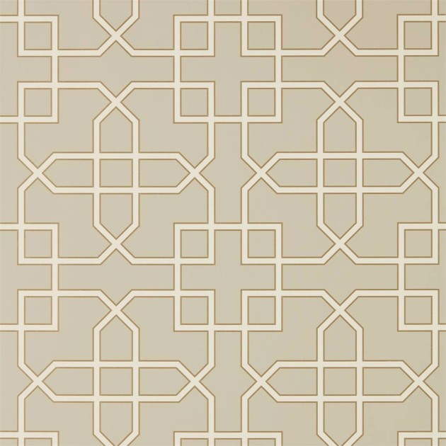 Sanderson DGLW216659 Glasshouse Hampton Trellis Linen - tapeta w kratownicę