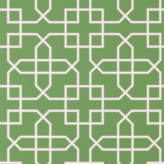 Sanderson DGLW216660 Glasshouse Hampton Trellis Botanical Green - tapeta w kratownicę