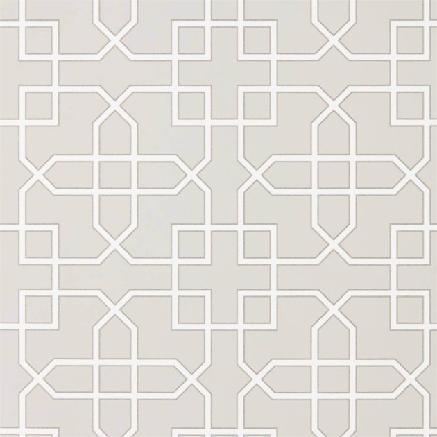 Sanderson DGLW216661 Glasshouse Hampton Trellis Grey - tapeta w kratownicę