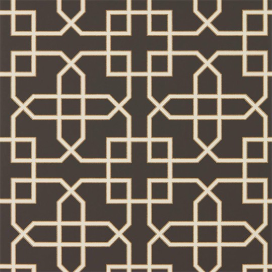 Sanderson DGLW216662 Glasshouse Hampton Trellis Charcoal - tapeta w kratownicę