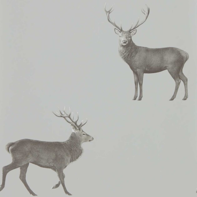 Sanderson DYSI216619 Elysian Evesham Deer Silver Grey - tapeta w jelenie