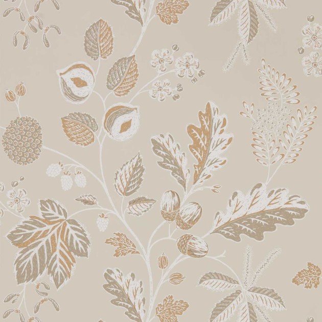 Sanderson DYSI216616 Elysian Warwick Linen - tapeta w leśne liście