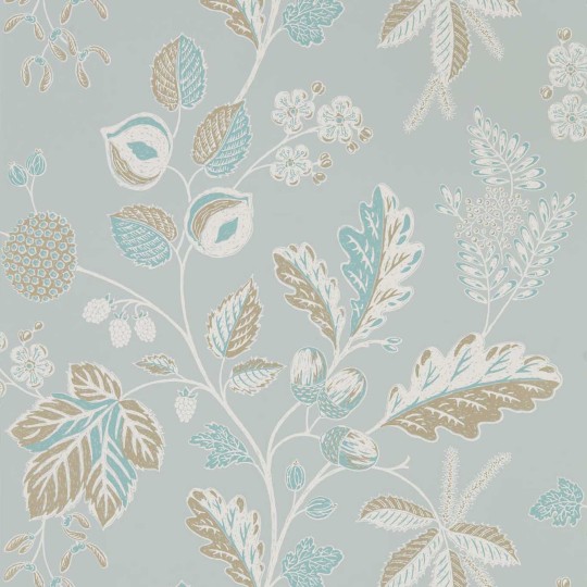 Sanderson DYSI216617 Elysian Warwick Blue Grey - tapeta w leśne liście