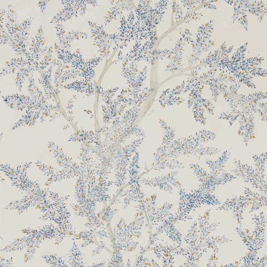 Sanderson DYSI216613 Elysian Farthing Wood Cobalt - tapeta w brzozy