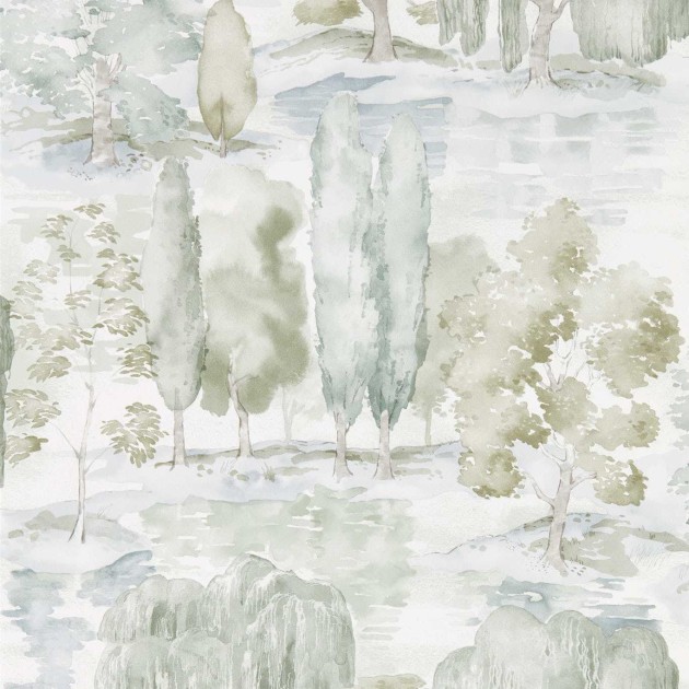 Sanderson DWAP216283 Waterperry Waterperry Willow/Olive - tapeta w drzewa