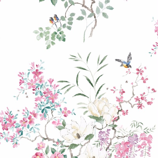 Sanderson DWAP216305 Waterperry Magnolia & Blossom Panel A Blossom/Leaf - mural w kwiaty i ptaki
