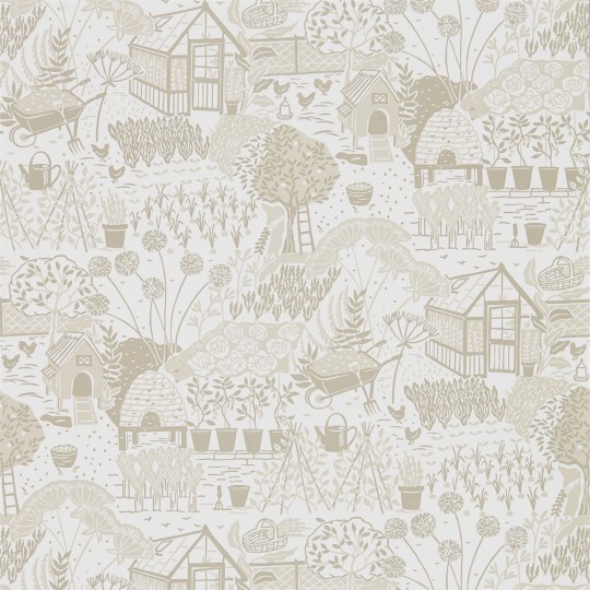 Sanderson DHPO216353 Sanderson Home The Allotment Linen - tapeta w sceny ogrodowe