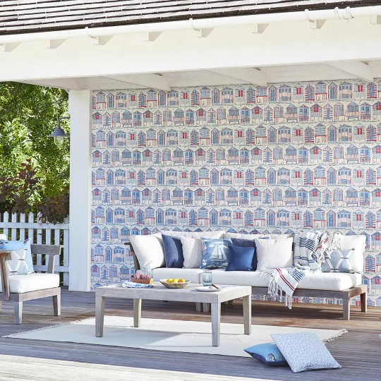 Sanderson DCOA216559 Sanderson Home Beach Huts Nautical - tapeta w domki nadmorskie