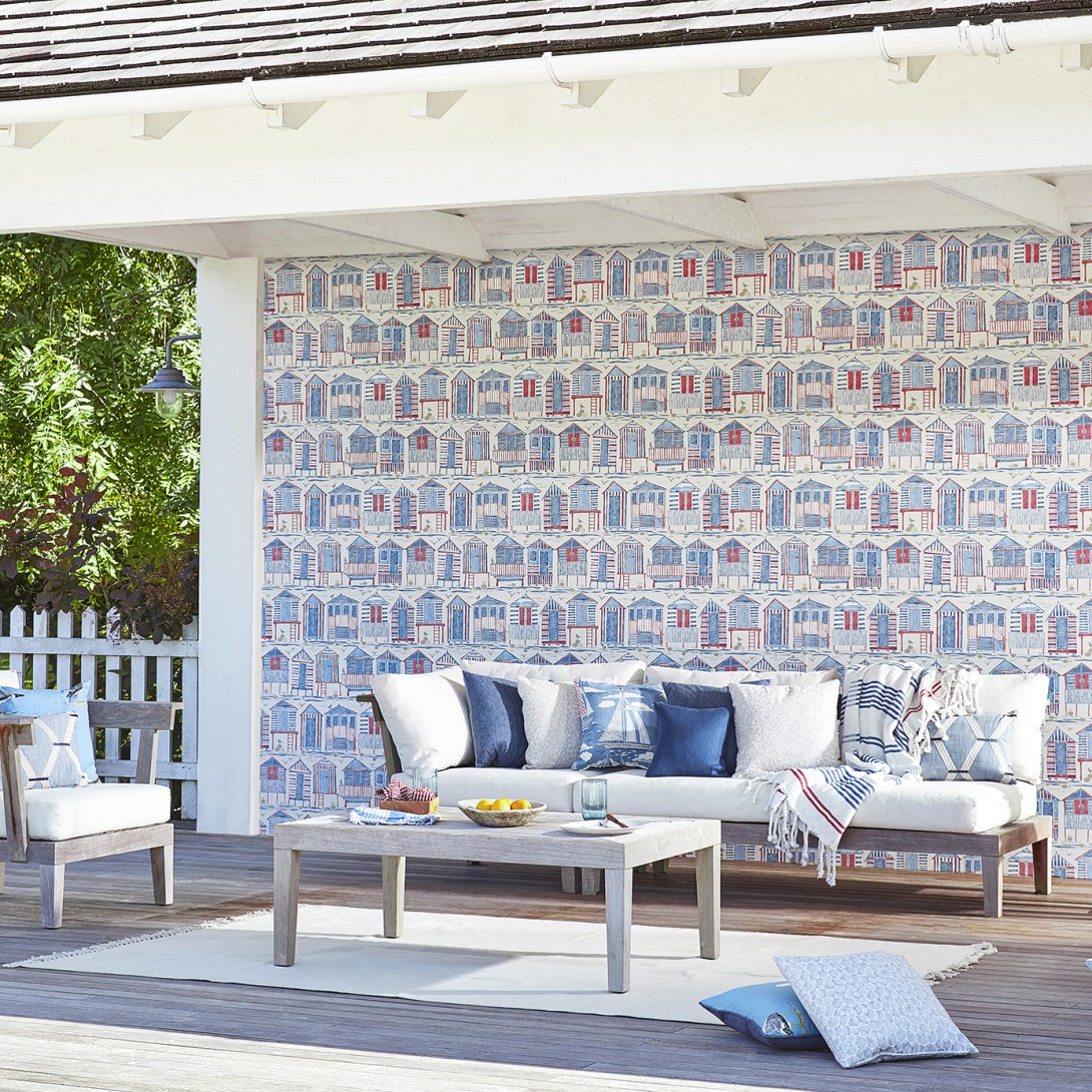 Sanderson DCOA216561 Sanderson Home Beach Huts Driftwood - tapeta w domki nadmorskie