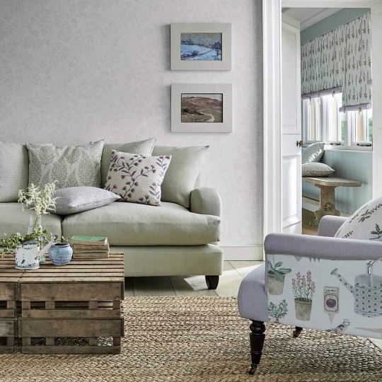 Sanderson DHPO216372 Sanderson Home Spring Leaves Celadon - tapeta w liście