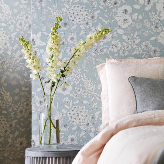 Sanderson DHPO216349 Sanderson Home Maelee Linen - tapeta w dzikie kwiaty