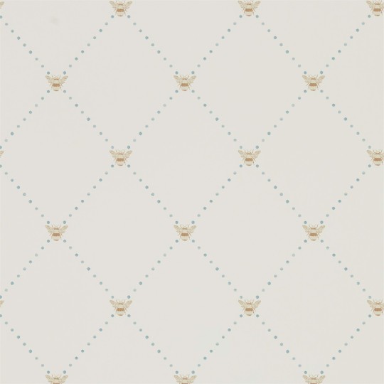 Sanderson DHPO216357 Sanderson Home Nectar Copper/Denim - tapeta w romby z trzmielami