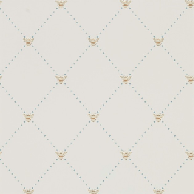 Sanderson DHPO216357 Sanderson Home Nectar Copper/Denim - tapeta w romby z trzmielami