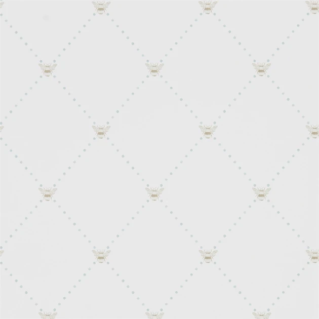 Sanderson DHPO216354 Sanderson Home Nectar Mineral/Dove - tapeta w romby z trzmielami