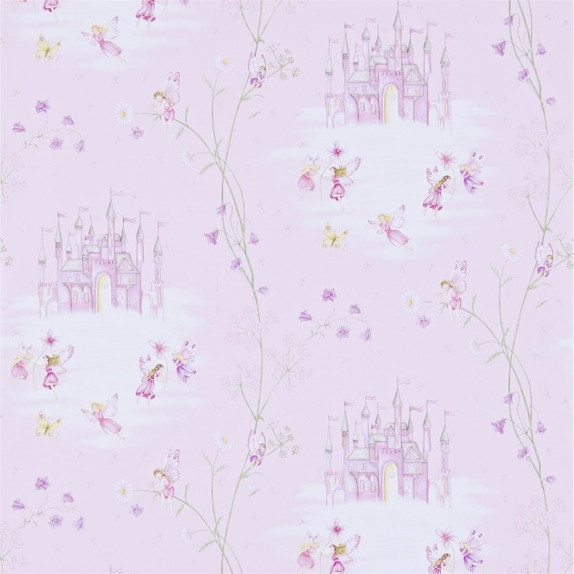 Sanderson DLIT214046 Sanderson Home Fairy Castle Pink - tapeta w zamki i wróżki