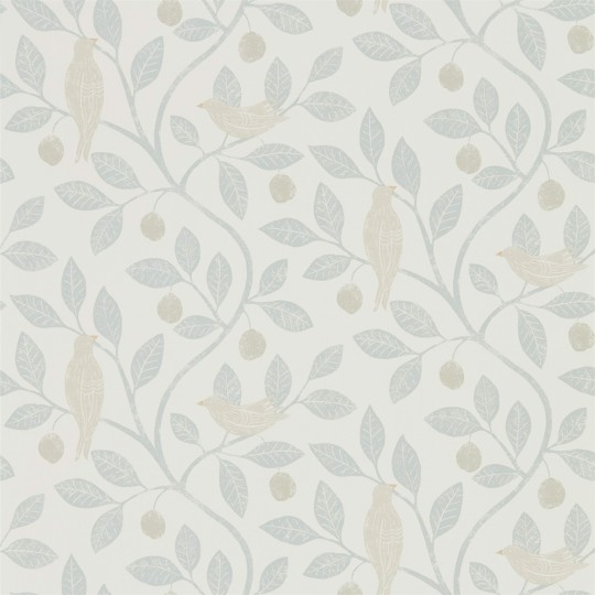 Sanderson DHPO216365 Sanderson Home Damson Tree Mineral/Dove - tapeta w gałęzie i ptaki