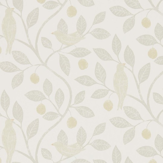 Sanderson DHPO216366 Sanderson Home Damson Tree Linen/Honey - tapeta w gałęzie i ptaki