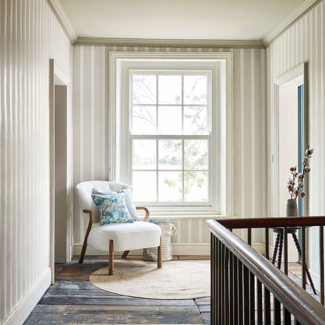 Sanderson DLMW216889 Littlemore Sonning Stripe Country Linen - tapeta w pasy