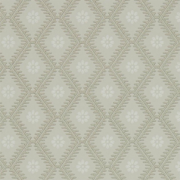 Sanderson DLMW216874 Littlemore Witney Daisy Birch - tapeta w romby z kwiatkami