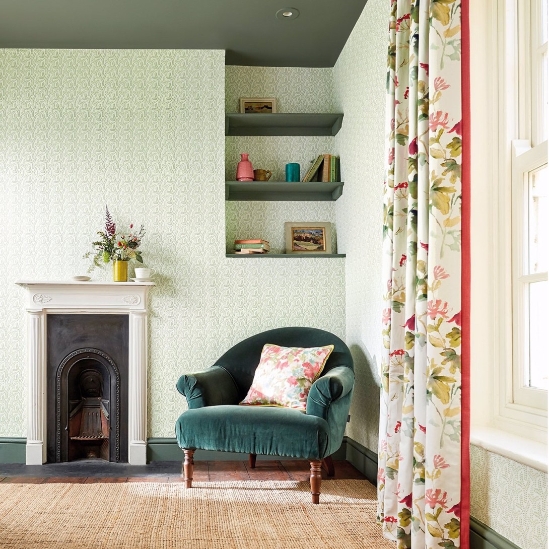 Sanderson DLMW216887 Littlemore Yarton Moss - tapeta w liście