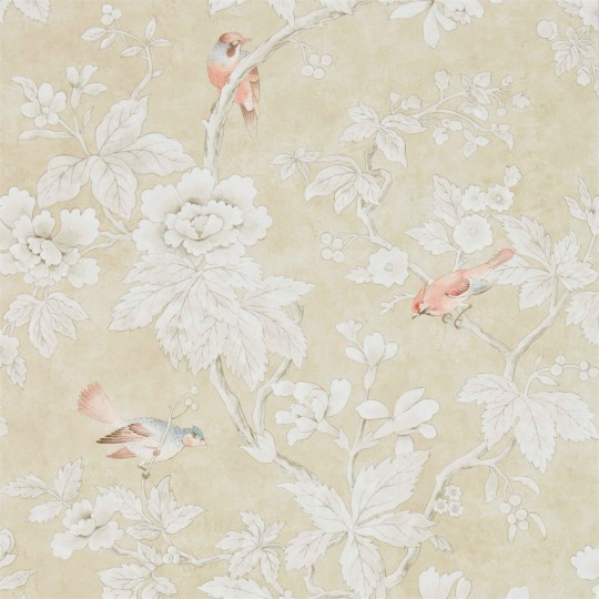 Sanderson DDAM216385 Chiswick Grove Chiswick Grove Gold - tapeta w ptaki i kwiaty