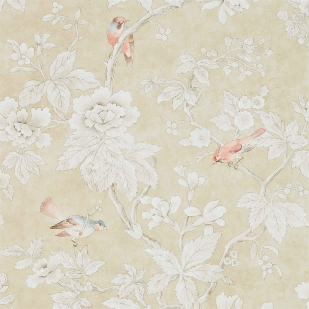 Sanderson DDAM216385 Chiswick Grove Chiswick Grove Gold - tapeta w ptaki i kwiaty