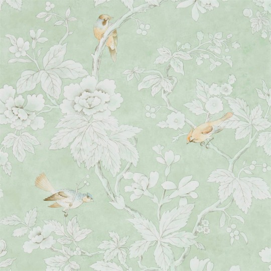 Sanderson DDAM216387 Chiswick Grove Chiswick Grove Sage - tapeta w ptaki i kwiaty
