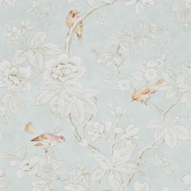 Sanderson DDAM216388 Chiswick Grove Chiswick Grove Silver - tapeta w ptaki i kwiaty