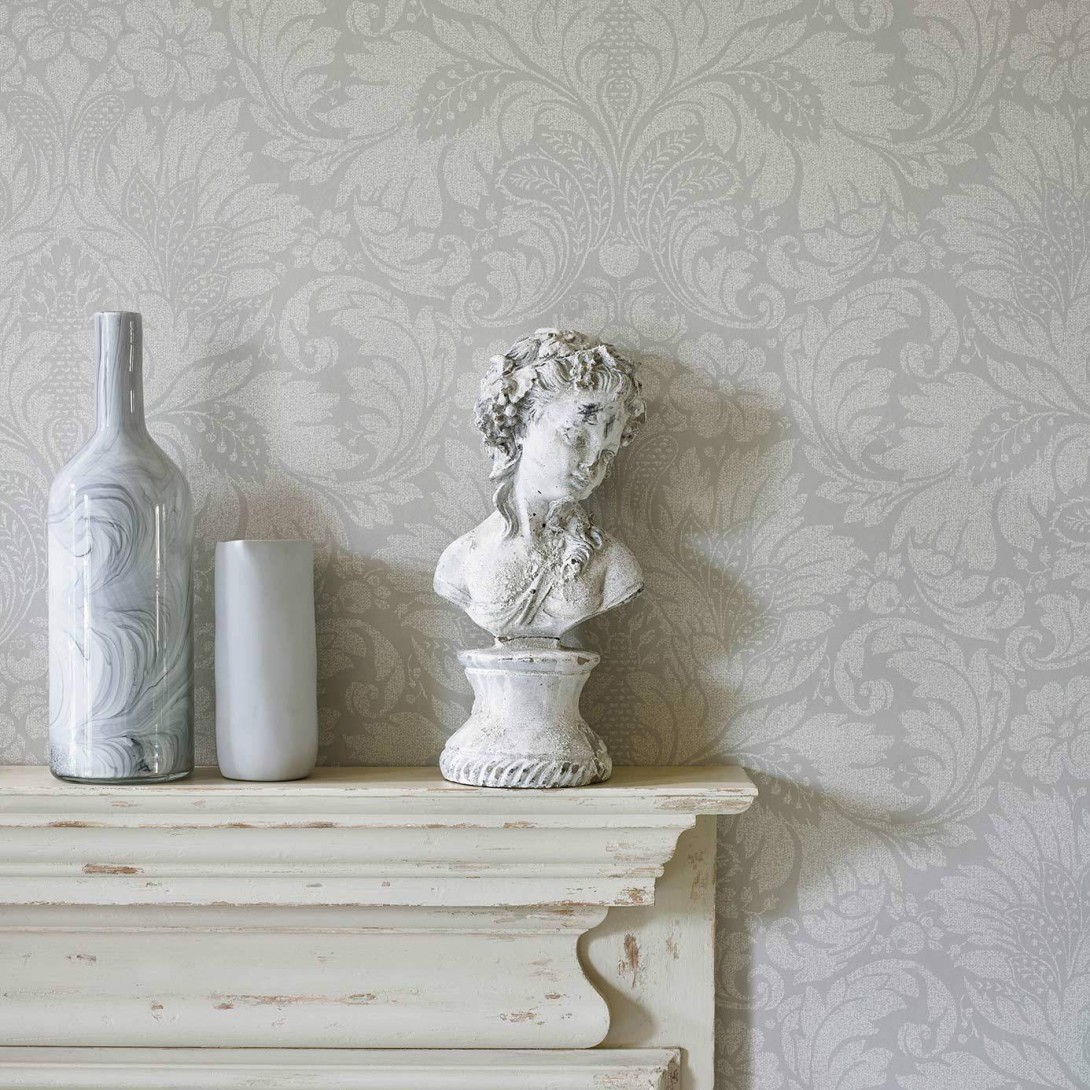 Sanderson DDAM216391 Chiswick Grove Kent Linen - tapeta w adamaszek