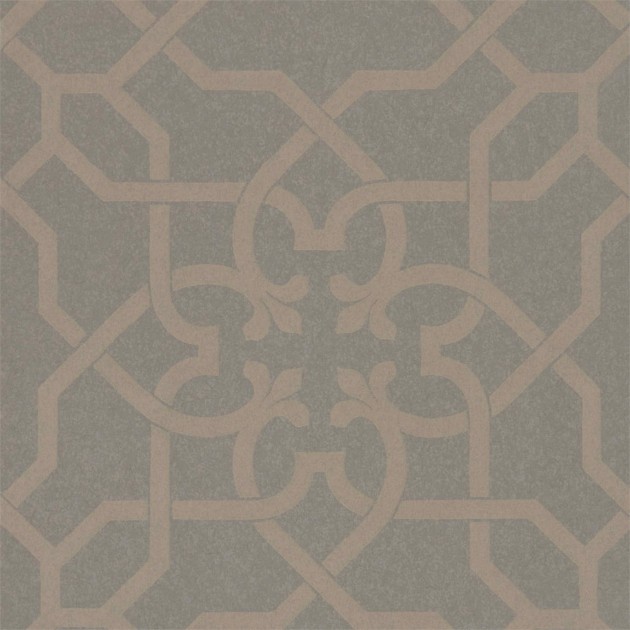 Sanderson DDAM216419 Chiswick Grove Mawton Charcoal/Gilver - tapeta w kratownicę