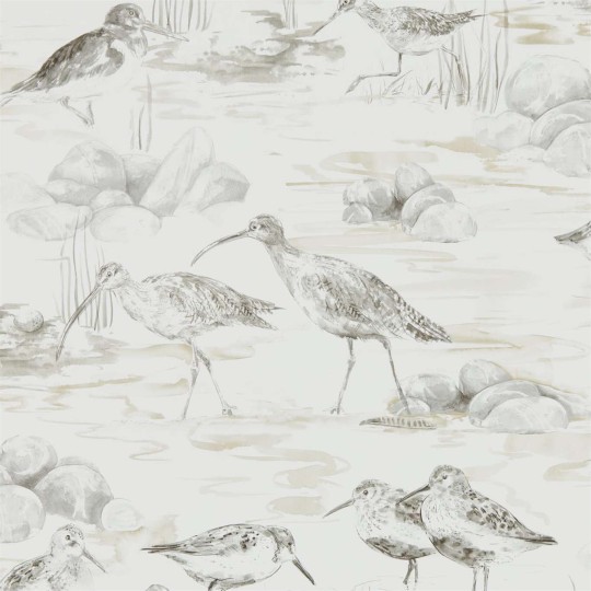 Sanderson DEBB216493 Embleton Bay Estuary Birds Chalk/Sepia - tapeta w wodne ptaki