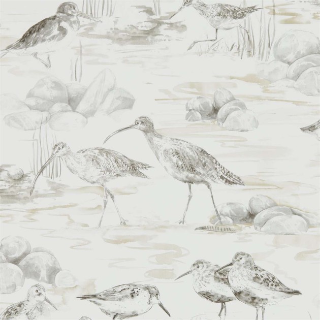 Sanderson DEBB216493 Embleton Bay Estuary Birds Chalk/Sepia - tapeta w wodne ptaki