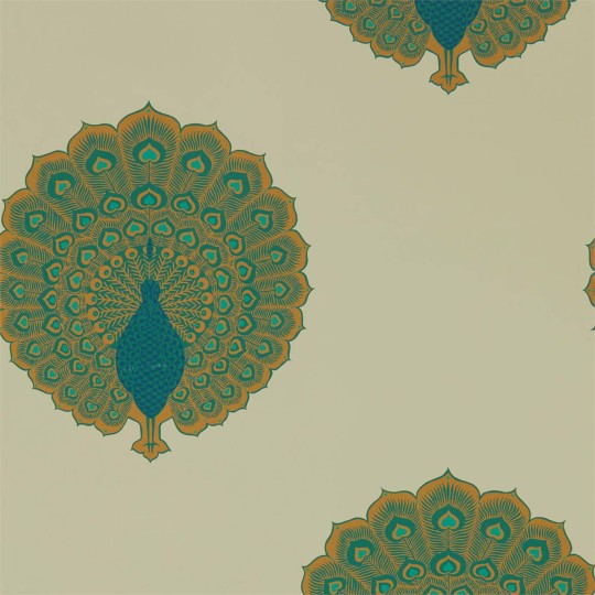 Sanderson DCPW216757 Caspian Kalapi Peacock - tapeta w pawie