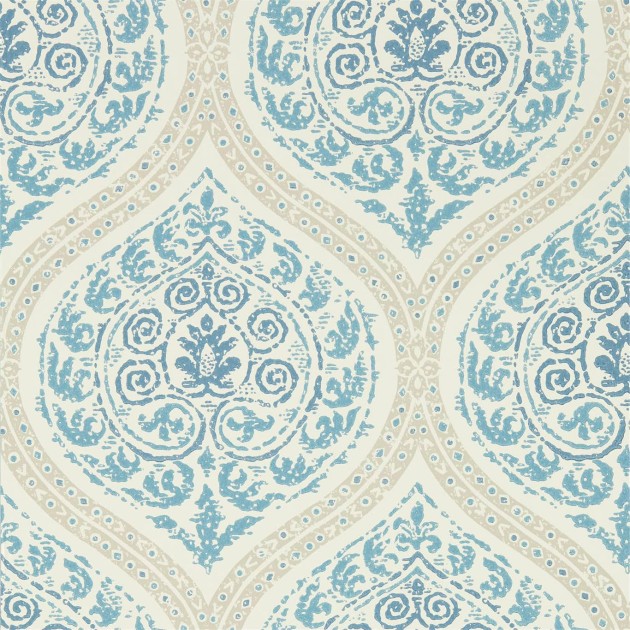 Sanderson DCPW216754 Caspian Madurai Indygo - tapeta we wzór ogee