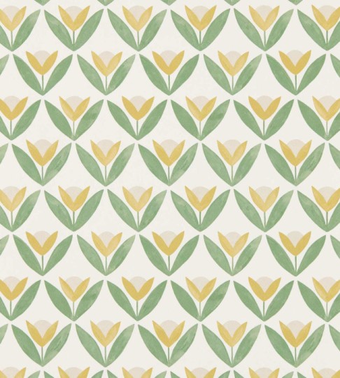 Scion NSCW113256 Oakham Tulip Trellis Honey - tapeta w tulipany retro