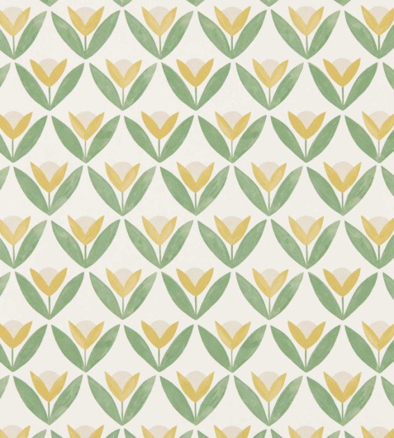 Scion NSCW113256 Oakham Tulip Trellis Honey - tapeta w tulipany retro