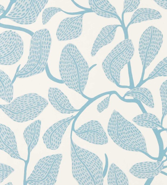 Scion NSCW113269 Oakham Sweet Bay Coast Blue - tapeta w liście
