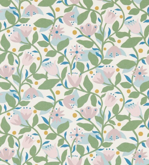 Scion NSCW113283 Oakham Dancing Daisies Lilac - tapeta w stokrotki