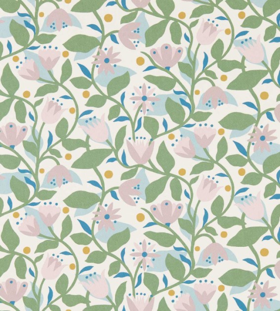 Scion NSCW113283 Oakham Dancing Daisies Lilac - tapeta w stokrotki