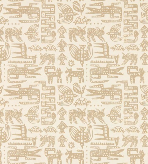 Scion NSCW113290 Oakham Twycross Linen - tapeta w stylizowane zwierzęta