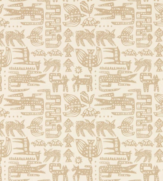 Scion NSCW113290 Oakham Twycross Linen - tapeta w stylizowane zwierzęta