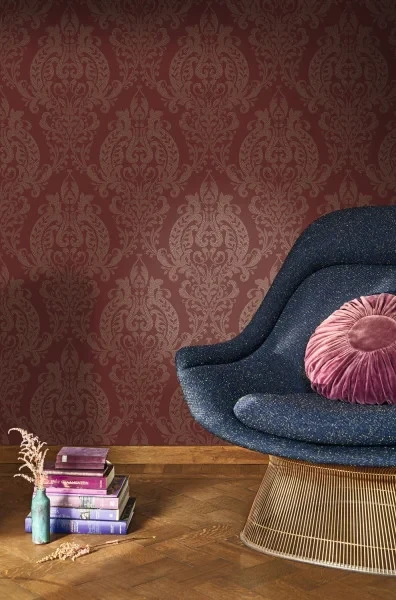 Casadeco 201998888 Elixir Quintessence Rouge Opera - tapeta w adamaszek