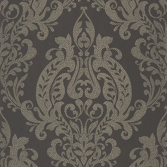 Casadeco 201999710 Elixir Quintessence Noir Fusain - tapeta w adamaszek