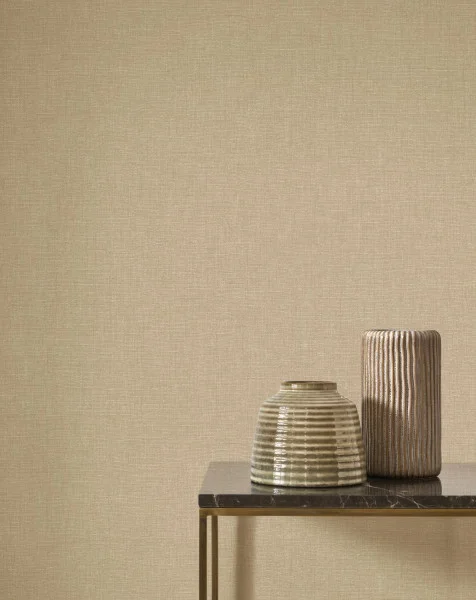 Casadeco 201171414 Rituel Caractère Cappuccino - tapeta jednolita imitująca len